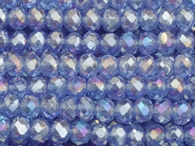 facettierte Glasperlen, Rondellen ca. 3x2mm, Farbe: Blue Aur