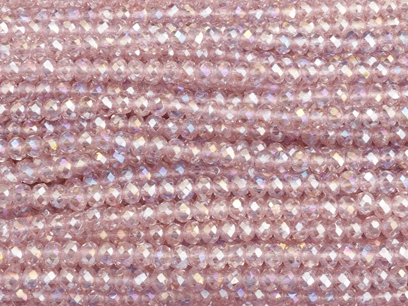 facettierte rosa Glasperlen, Rondellen ca. 3x2mm