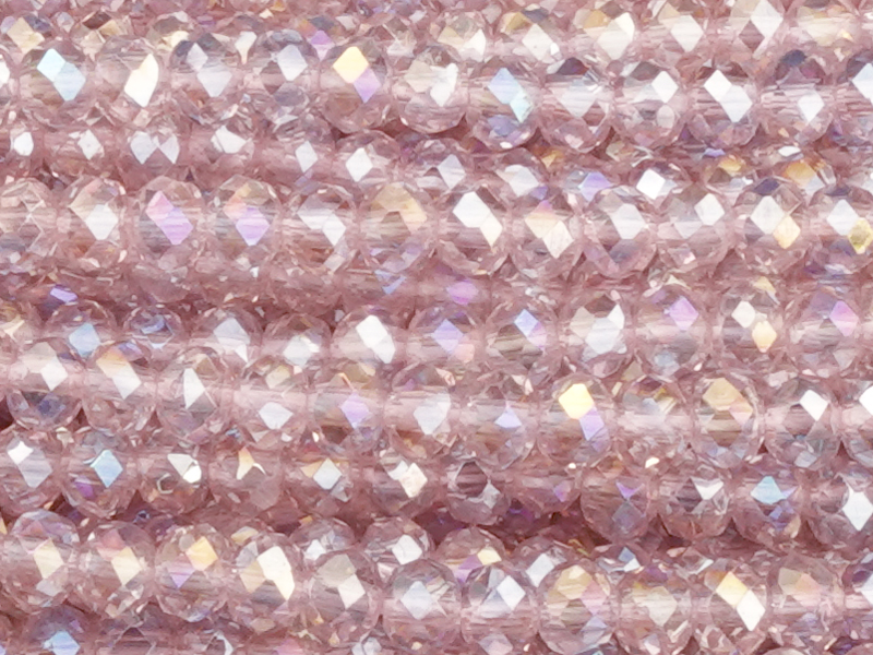 facettierte rosa Glasperlen, Rondellen ca. 3x2mm - Nahaufnah