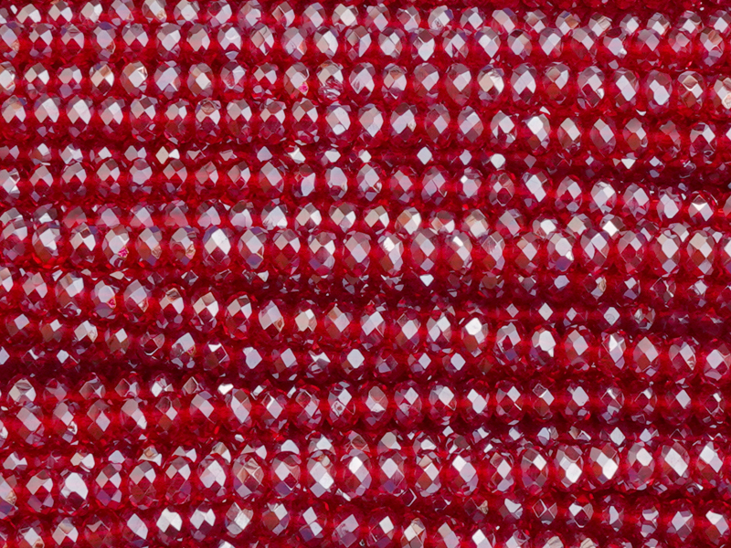 facettierte rote Glasperlen, Rondellen ca. 3x2mm