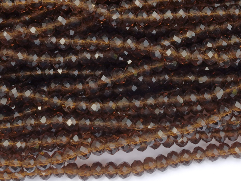 facettierte Rondellperlen, Farbe: transparentes dunkelbraun