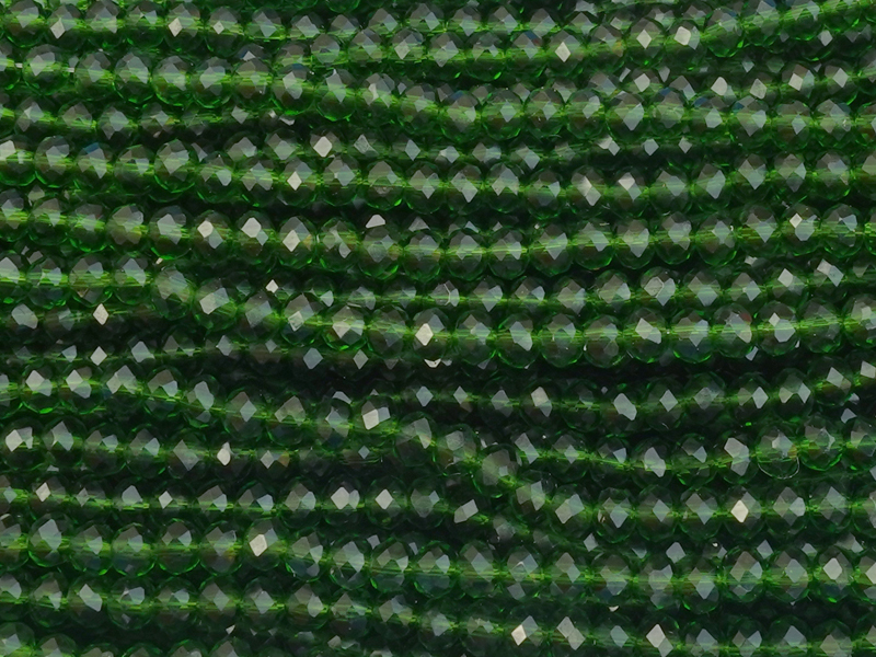 facettierte Rondellperlen, Farbe: transparentes Dunkelgrün
