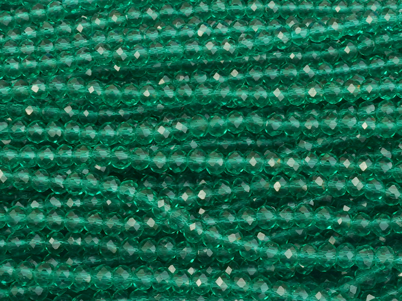 facettierte Rondellperlen, Farbe: transparentes Pfauengrün