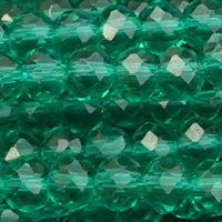 1 Strang (~105 Stk.) facettierte Rondellen LARGE, Peacock Green transparent