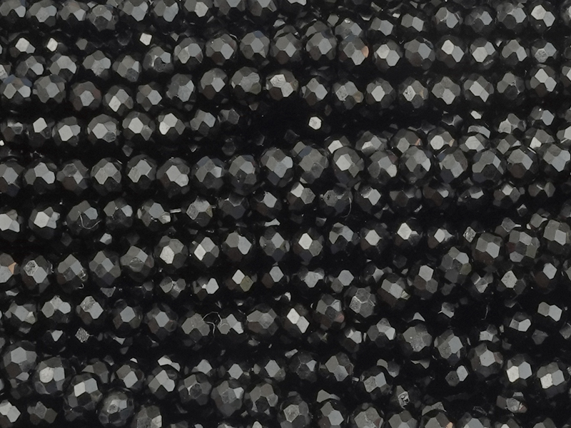 facettierte Rondellperlen, Farbe: Schwarz