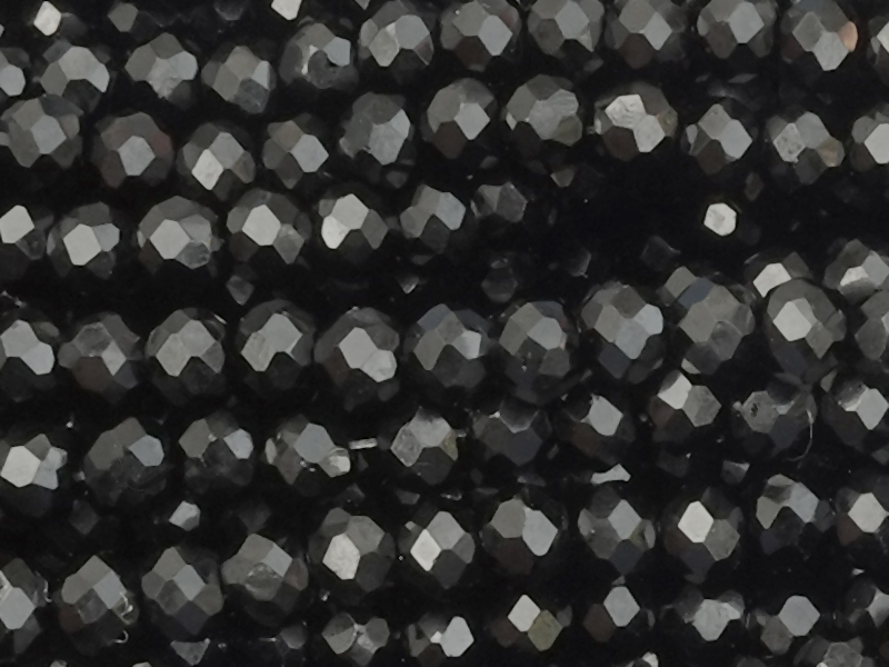 facettierte Glasperlen rondellenförmig, Farbe: Schwarz - Nah