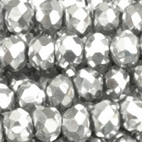 1 Strang (~105 Stk.) facettierte Rondellen LARGE, Silber Metallic