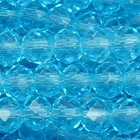 1 Strang (~105 Stk.) facettierte Rondellen LARGE, Türkisblau transparent