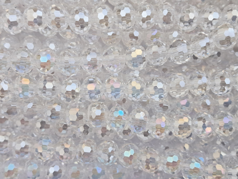 facettierte Glasperlen 6mm, Farbe: Kristall mit AB