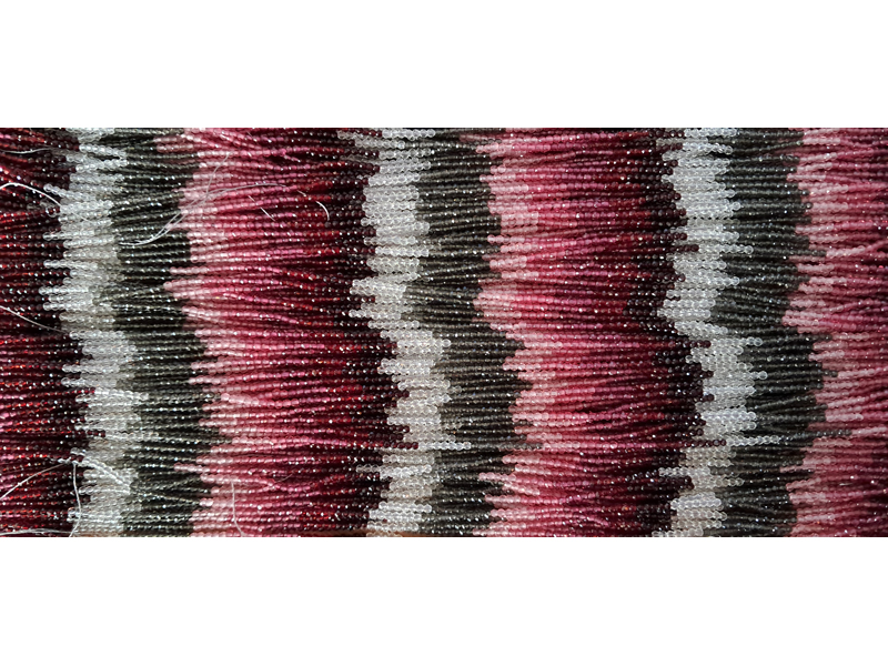 facettierte Glasperlen 2mm, farblich verlaufend angeordnet