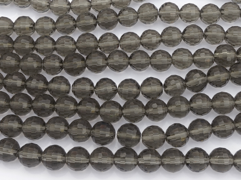 rund facettierte 8mm Glasschliffperlen, Farbe: Rauchquarzgra
