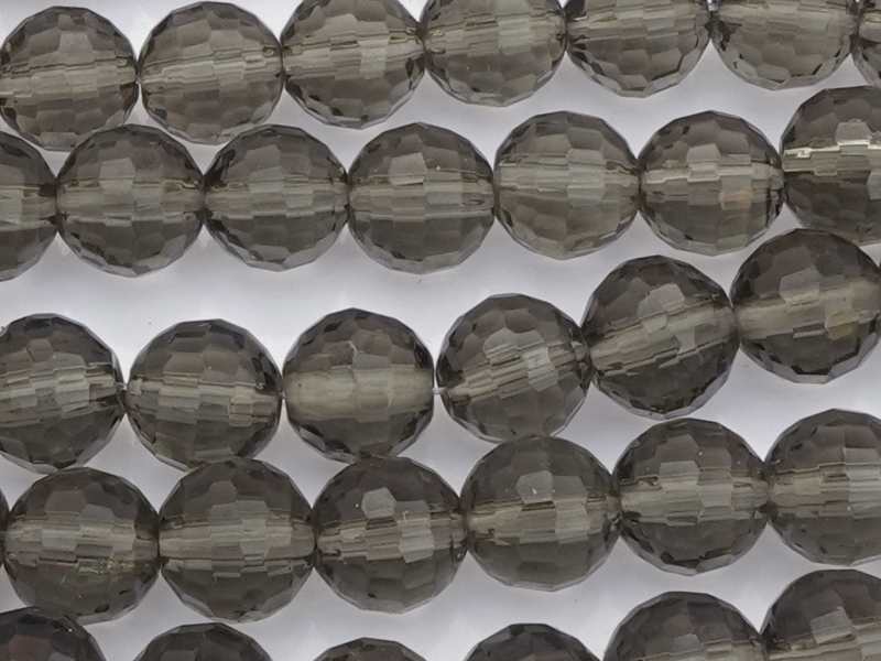 rund facettierte 8mm Glasschliffperlen, Farbe: Rauchquarzgra