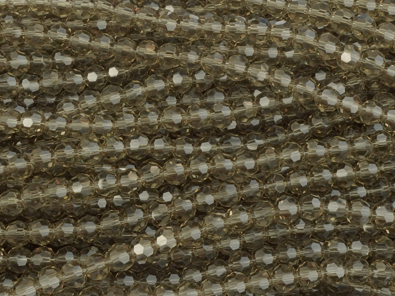 facettierte Glasperlen 4mm, Farbe: grau transparent