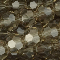 1 Strang (~92 Stk) facettierte Glasperlen ~4mm, Rauchquarz transparent
