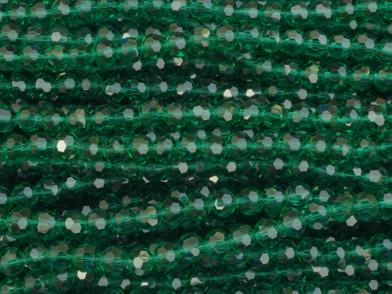 facettierte Glasperlen 4mm, Farbe: emeraldgrün transparent