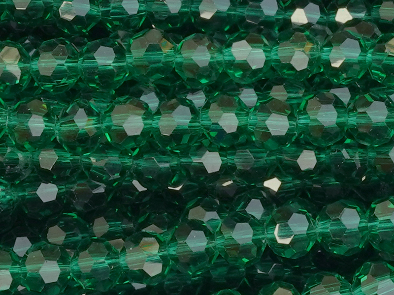 facettierte Glasperlen 4mm, Farbe: emeraldgrün transparent -