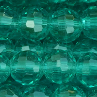 1 Strang (~74 Stk) facettierte Glasperlen ~6mm, Peacock Green transparent