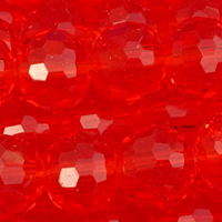 1 Strang (~74 Stk) facettierte Glasperlen ~6mm, Hellrot transparent