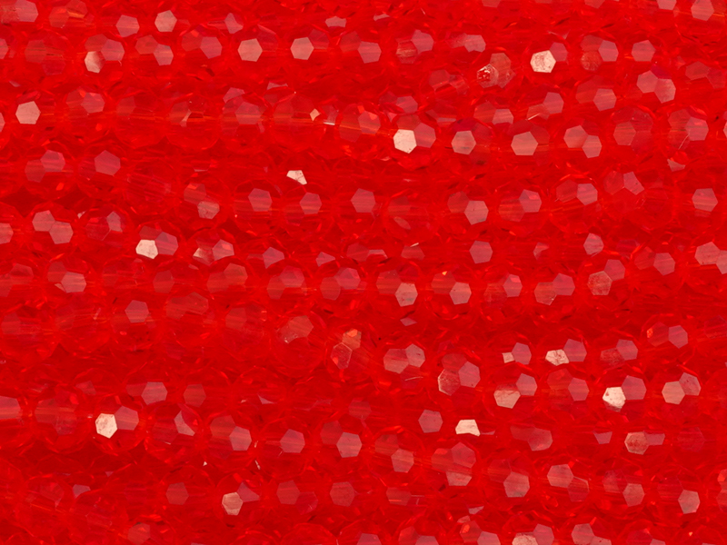 facettierte Glasperlen 4mm, Farbe: rot transparent