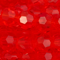1 Strang (~87 Stk) facettierte Glasperlen ~4mm, Rot transparent