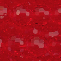 1 Strang (~74 Stk) facettierte Glasperlen ~6mm, Rot transparent