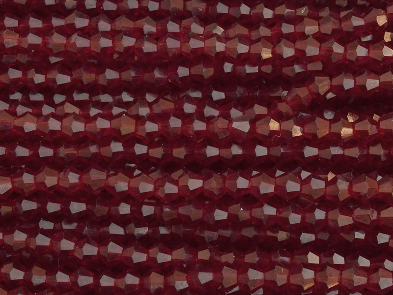 dunkelrote, facettierte Doppelkegel Perlen Bicone Beads 3mm