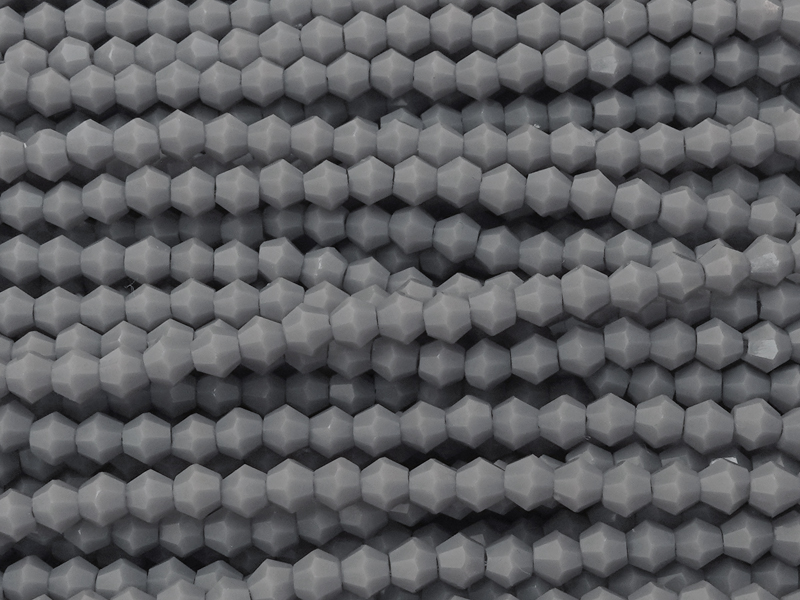 graue, facettierte Doppelkegel Perlen Bicone Beads 3mm