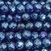 1 Strang (~184 Stk) facettierte Perlen, rund ~2mm, Blau Metallic