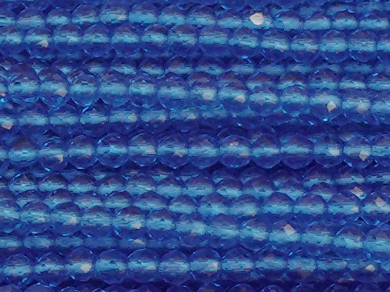 geschlilffene runde Glasperlen 2mm, Farbe: Capri Blue - Naha