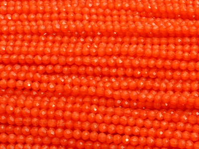 winzige orange, geschlilffene runde Glasperlen 2mm