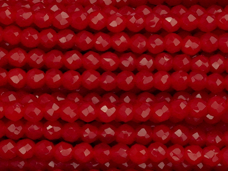 geschlilffene runde Glasperlen 2mm, Farbe: Dunkelrot opak - 