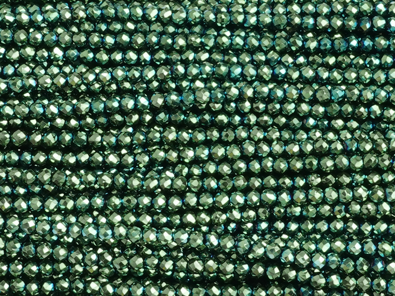 winzige facettierte, geschlilffene runde Glasperlen 2mm