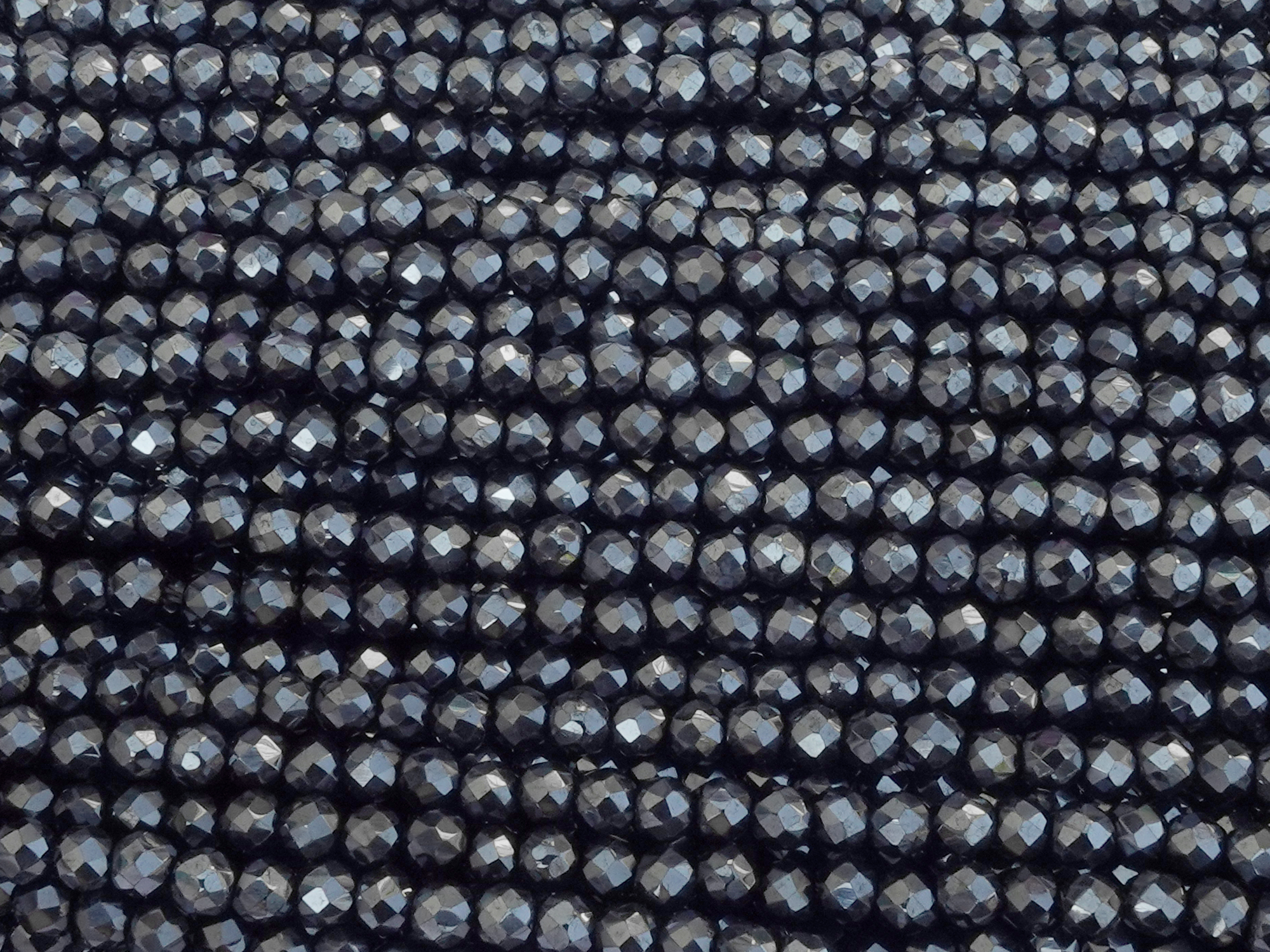 faceted round glass beads 3mm for DIY jewelry, col.: blue he