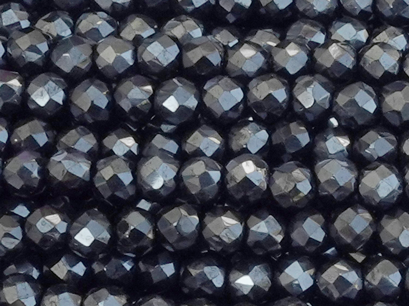 faceted round glass beads 3mm for DIY jewelry, col.: blue he
