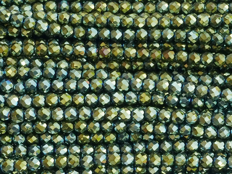facettierte Glasperlen rund 3mm zum Schmuckmachen, Farbe: Me
