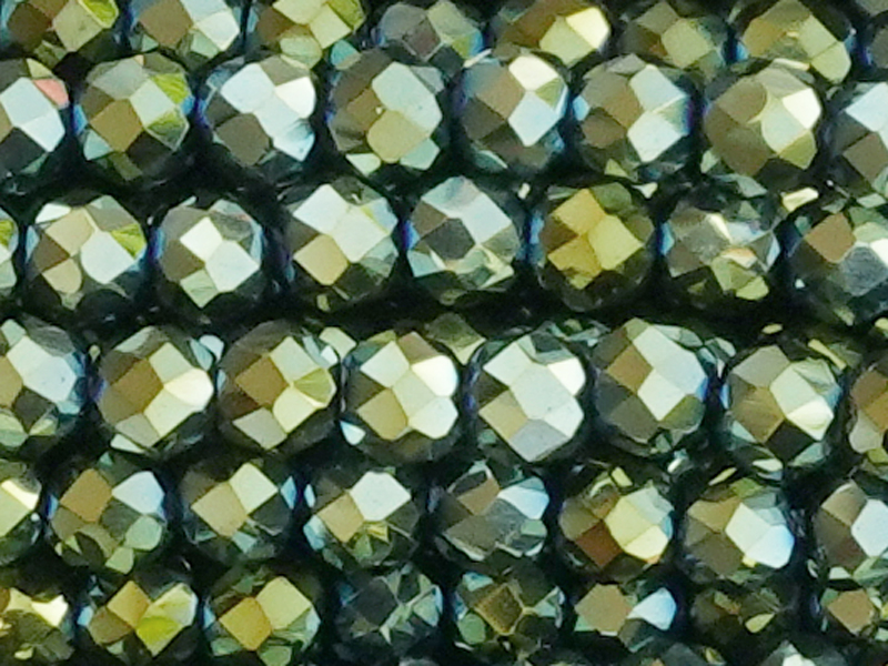 facettierte Glasperlen rund 3mm, Farbe: Metallic Light Green