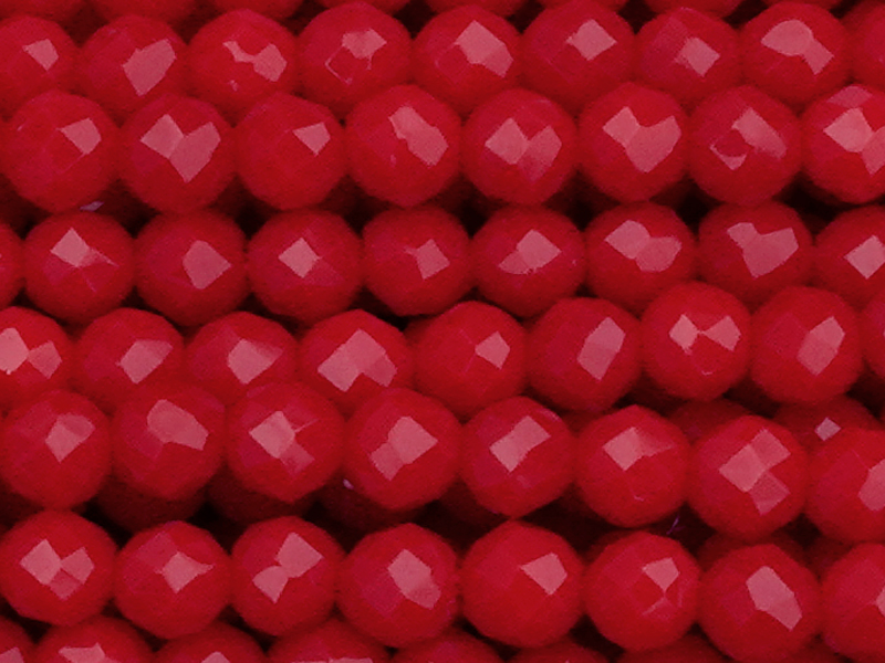 facettierte Glasperlen rund 3mm, Farbe: opakrot - Nahaufnahm