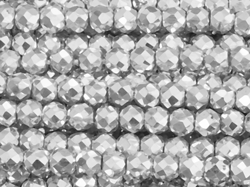 facettierte Glasperlen rund 3mm, Farbe: Silber - Nahaufnahme