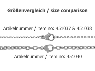 Größenvergleich zweier Edelstahlketten
