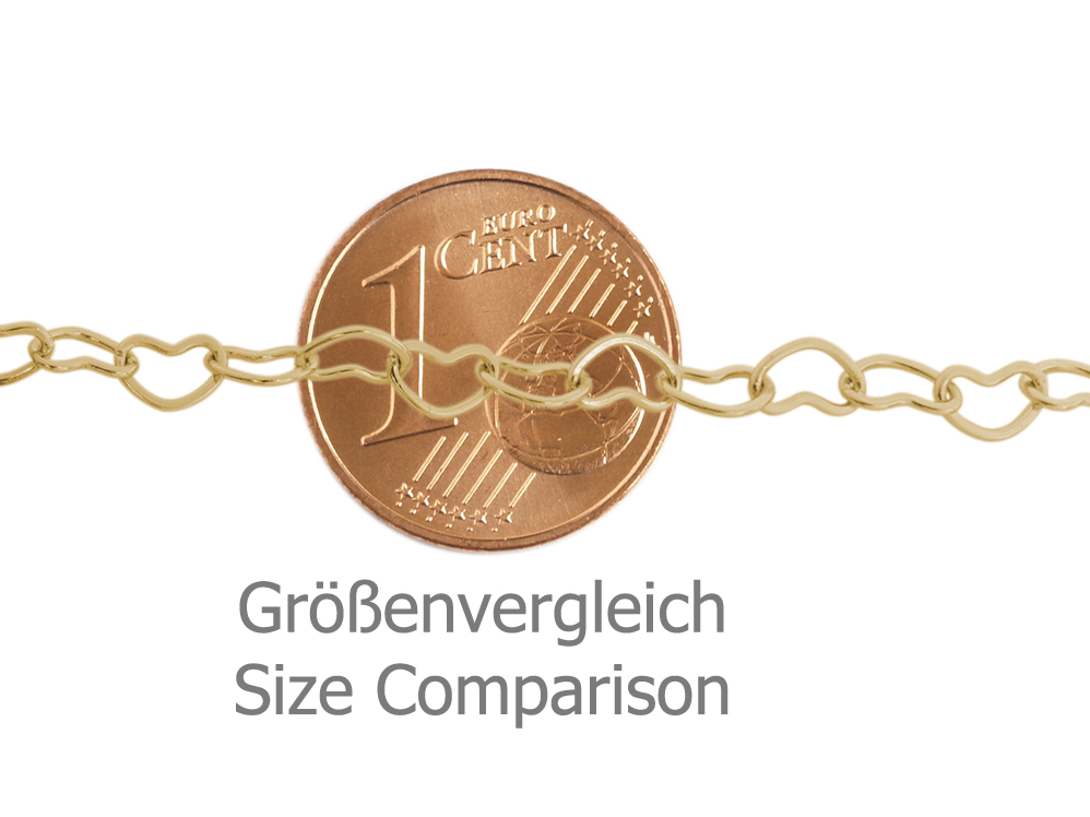Goldkette aus herzförmigen Kettengliedern für Anhänger und C