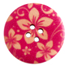 10 Stk Holzknöpfe 30mm Rot mit Blumen