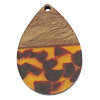 Holzelement mit Kunstharz, Tropfen Anhänger ~36x24mm