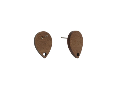 tropfenförmige Ohrstecker aus Holz zum Schmuckbasteln