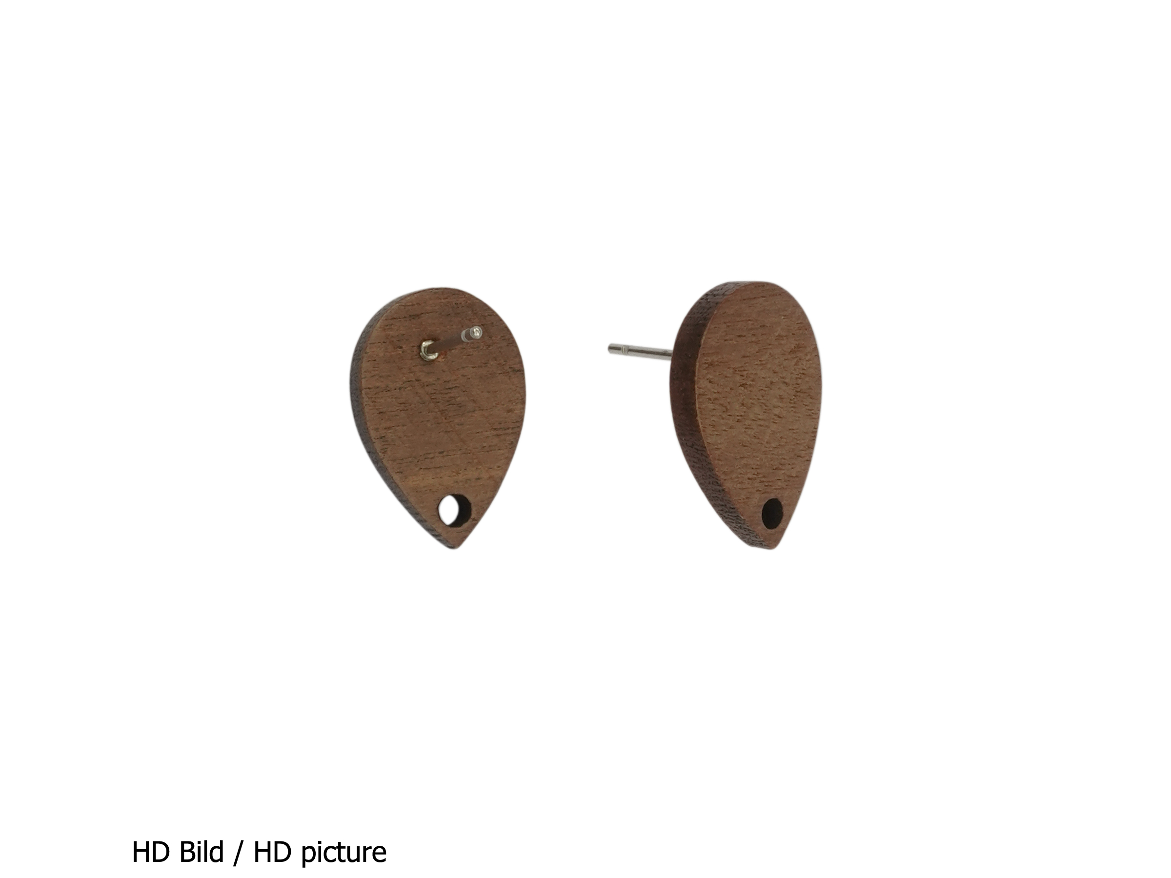 tropfenförmige Ohrstecker aus Holz zum Schmuckbasteln - HD B