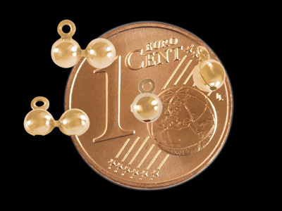rosegoldene echt Silber Klappkalotten aus 925 Sterling Silber rose vergoldet, Bild 2 mit Größenvergleich
