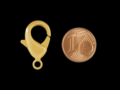großer goldener Kettenkarabiner Bild 2 mit Grössenvergleich