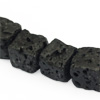 1 Strang (~42cm) echter schwarzer Lava Perlen, Würfel 6mm