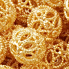 Filigranperle rund ~8mm, Messing, gold