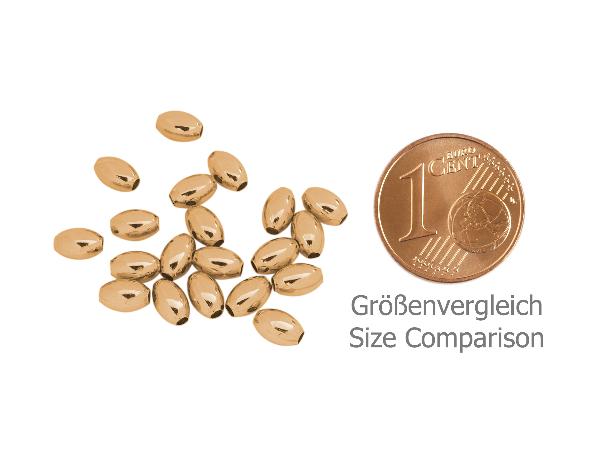 rosegolden olive-shaped metal spacer beads 4x6mm - size comp