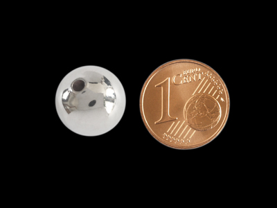 runde Metallperlen 12mm silberfarbig mit Größenvergleich